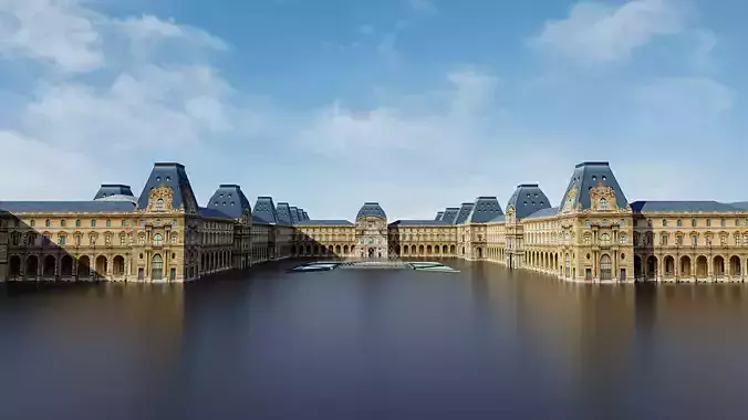Louvre Museum Low poly 3d