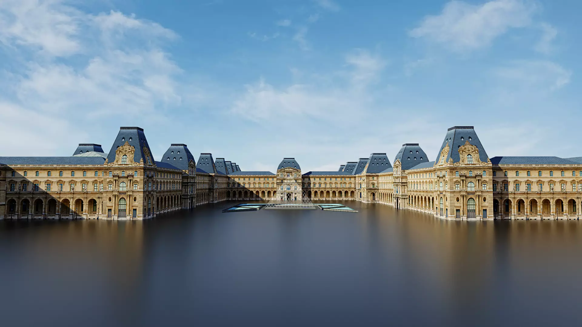 Louvre Museum Low poly 3d Low-poly 3D model_0