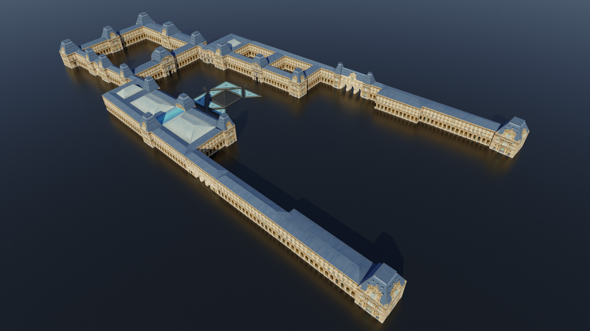 Louvre Museum Low poly 3d Low-poly 3D model_9