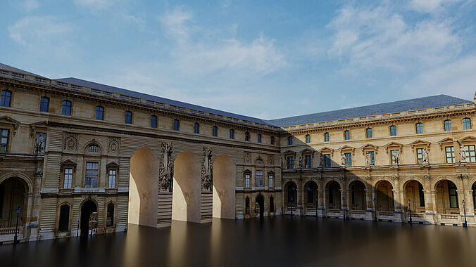 Louvre Museum Low poly 3d Low-poly 3D model 5
