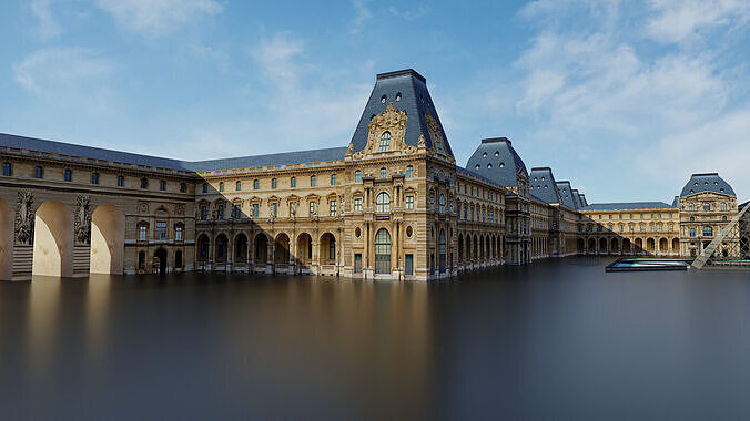 Louvre Museum Low poly 3d Low-poly 3D model 3