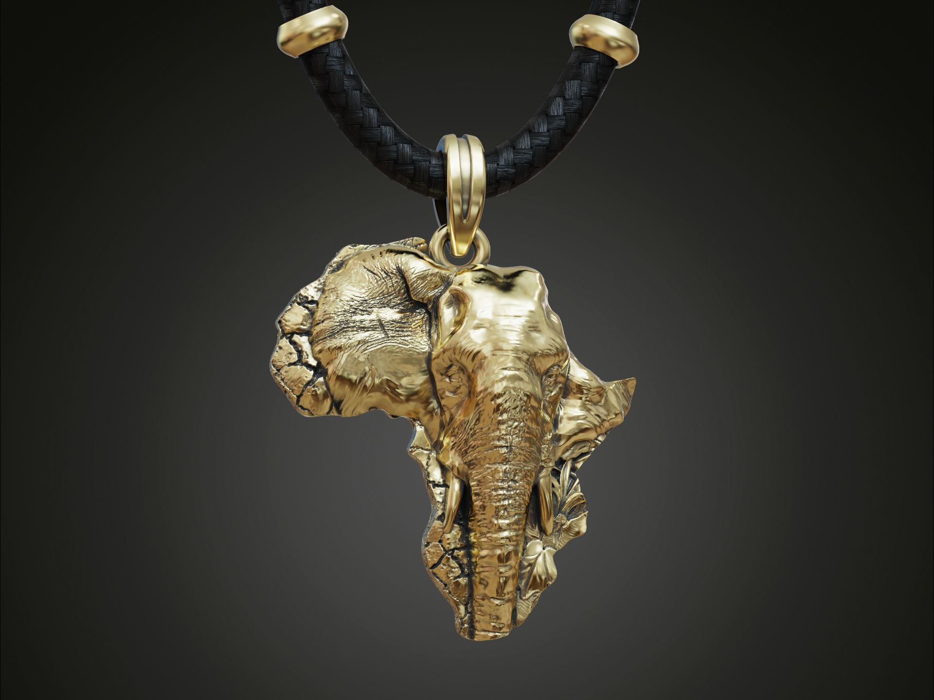 Pendant African elephant 3D print model_1