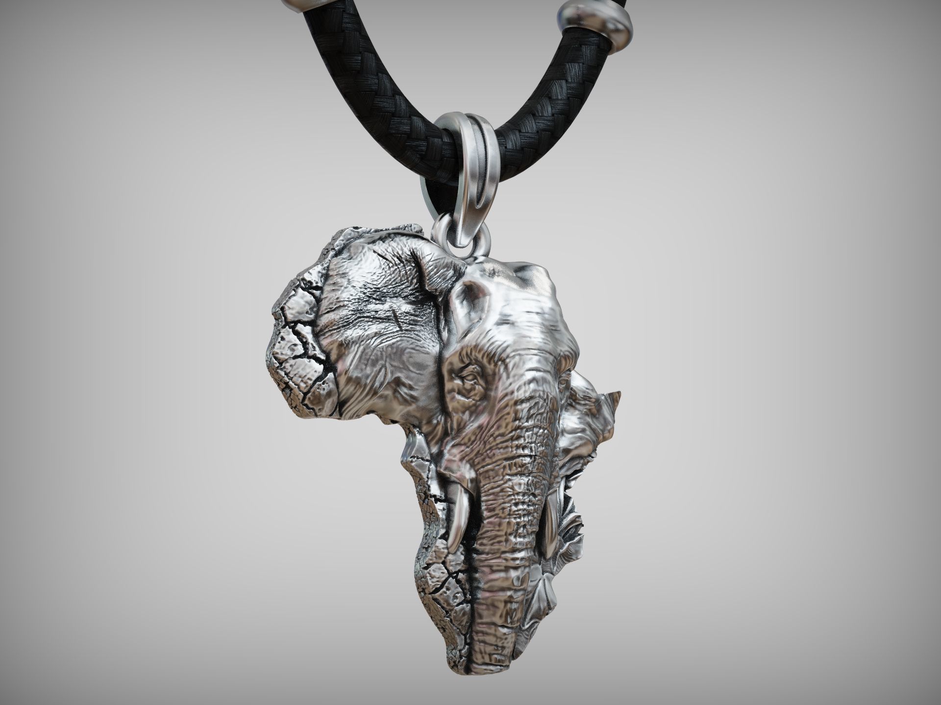 Pendant African elephant 3D print model_5