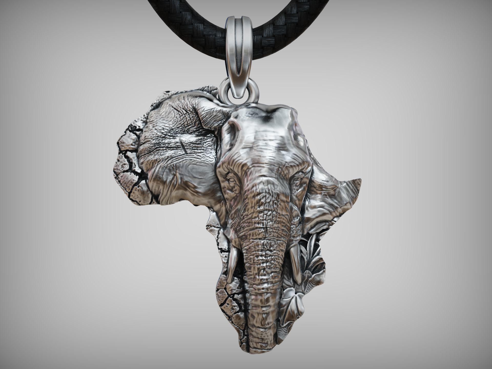 Pendant African elephant 3D print model_3