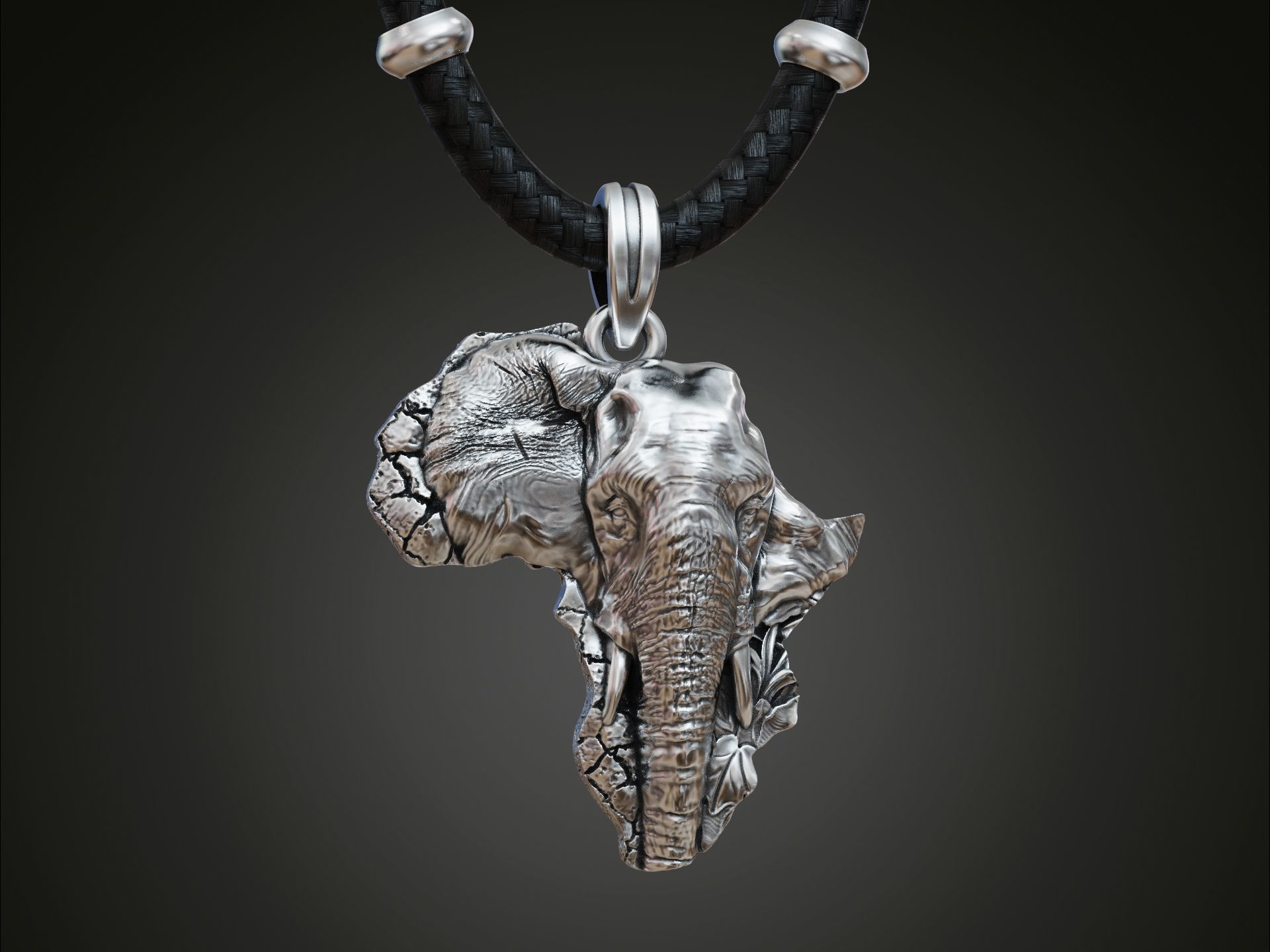 Pendant African elephant 3D print model_2