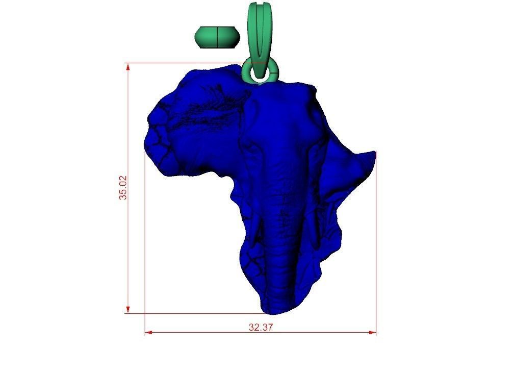 Pendant African elephant 3D print model_8