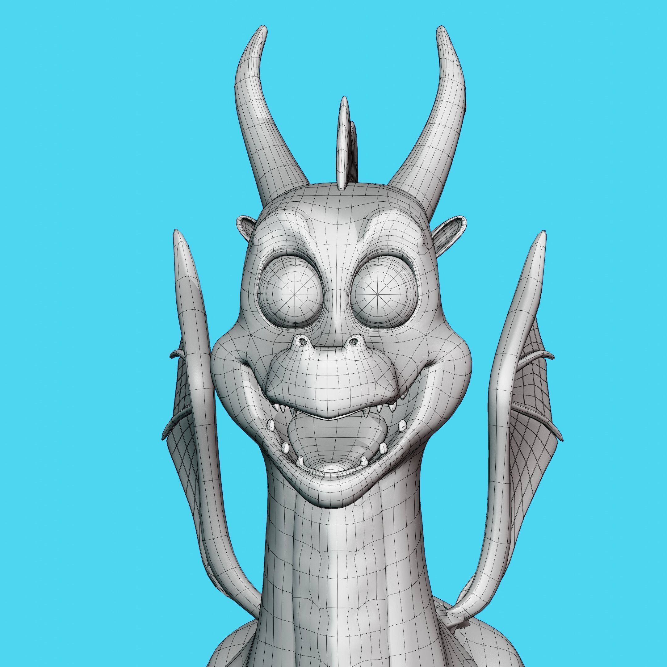 a cute dragon Low-poly 3D model_5