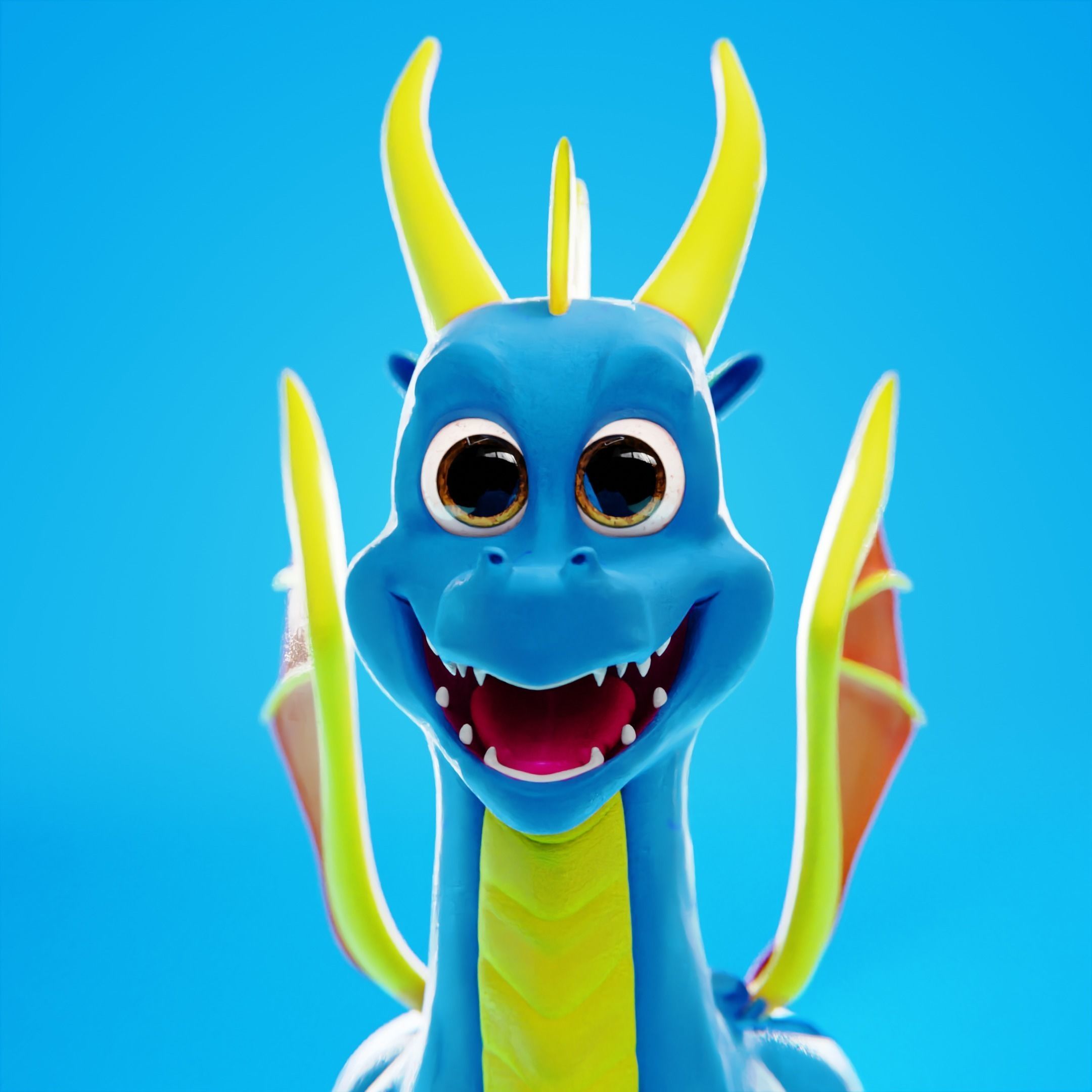 a cute dragon Low-poly 3D model_4