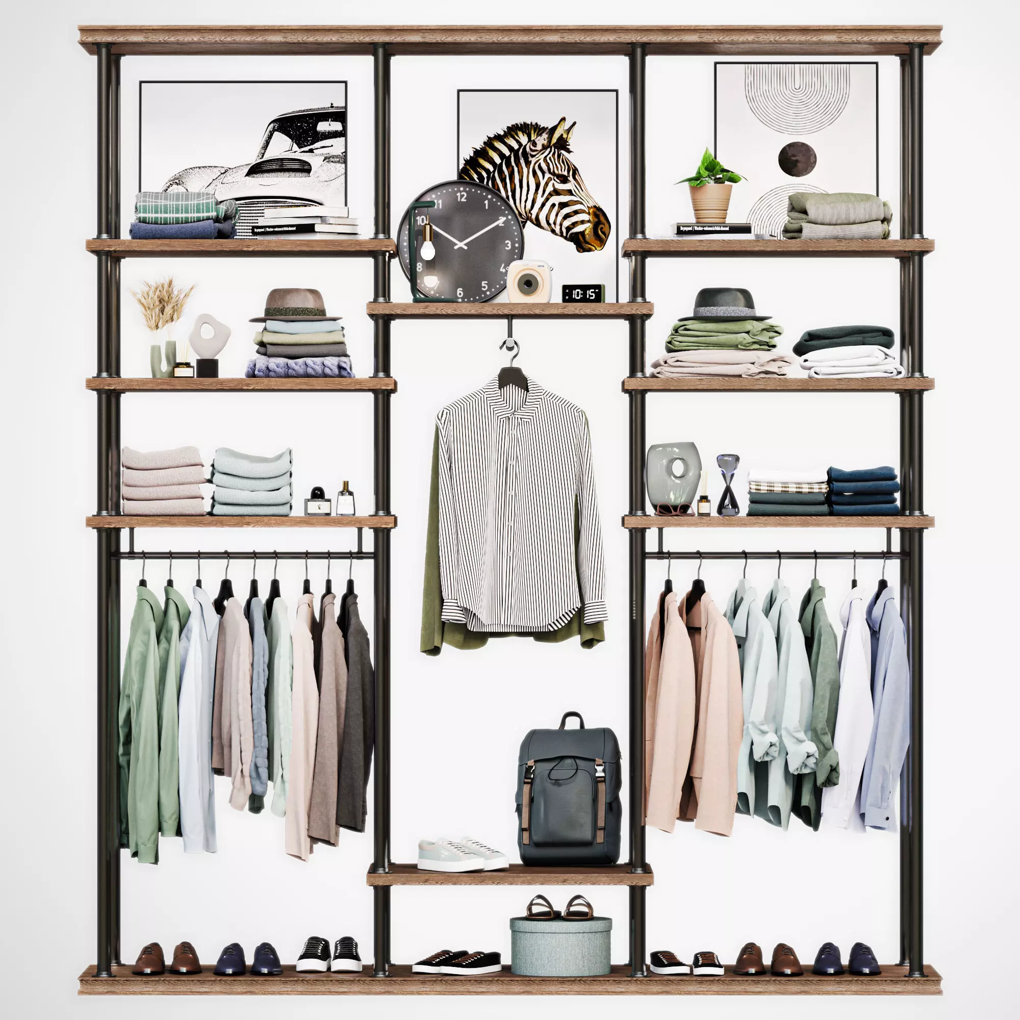 Wardrobe clothing store rack 3D model