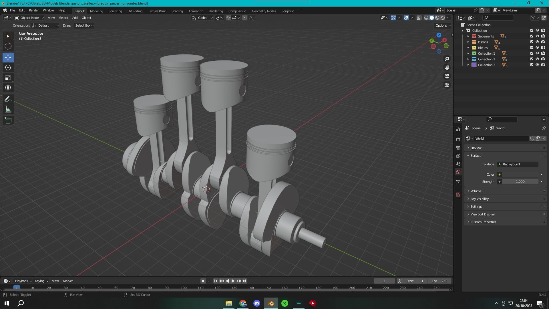 Pistons Bielles Vilebrequin 3D model_9