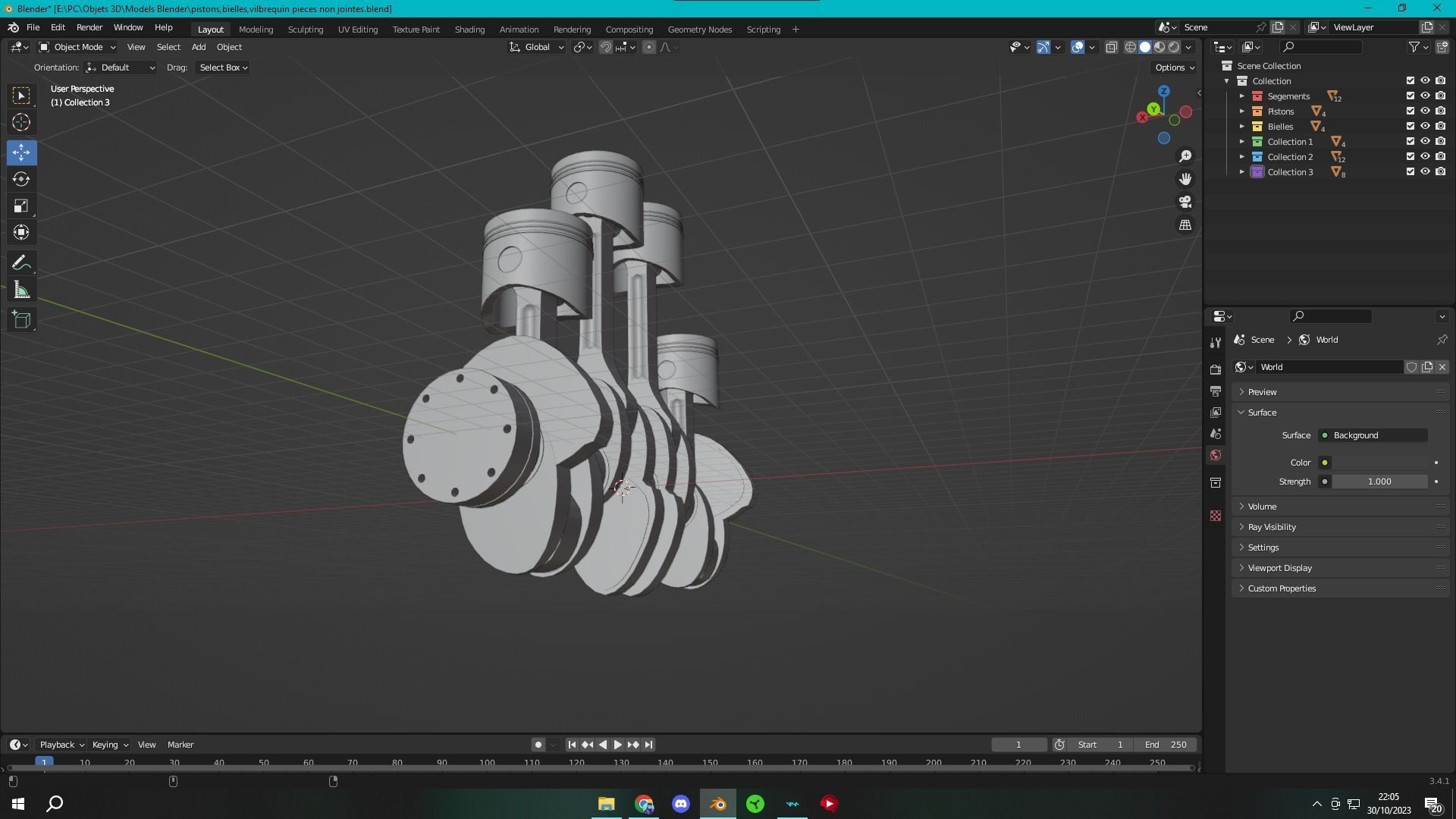 Pistons Bielles Vilebrequin 3D model_11