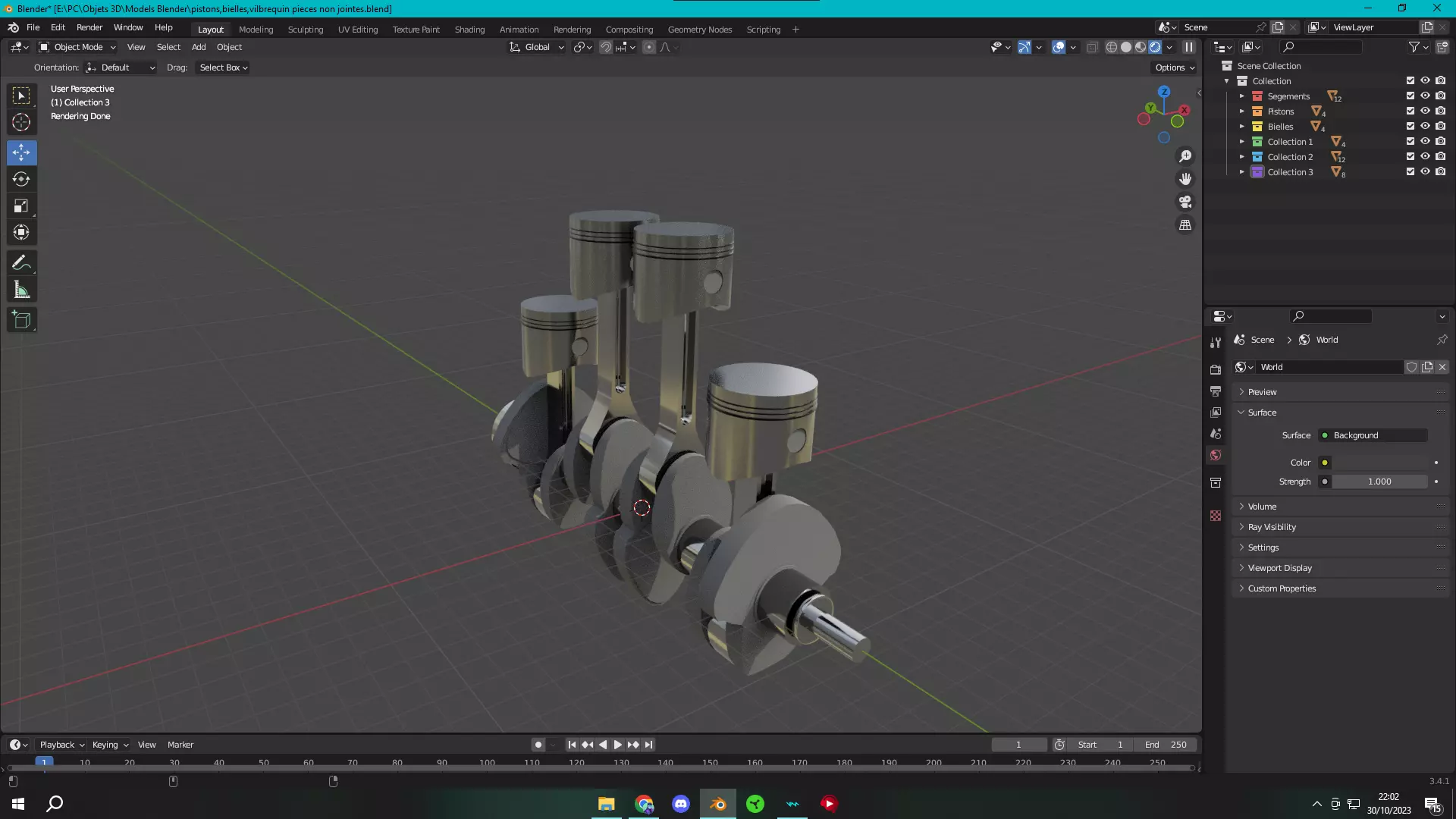 Pistons Bielles Vilebrequin 3D model_0