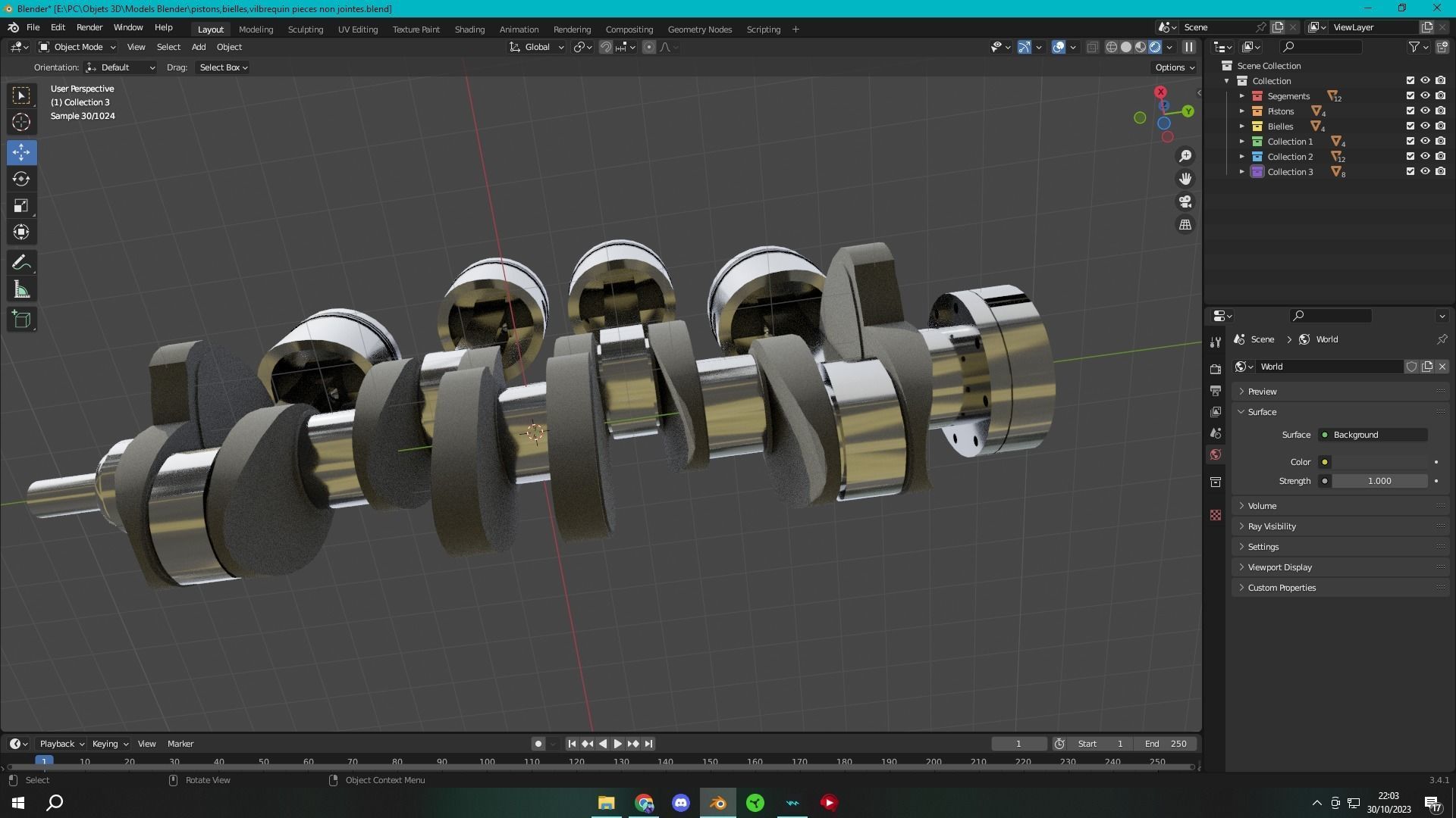Pistons Bielles Vilebrequin 3D model_7