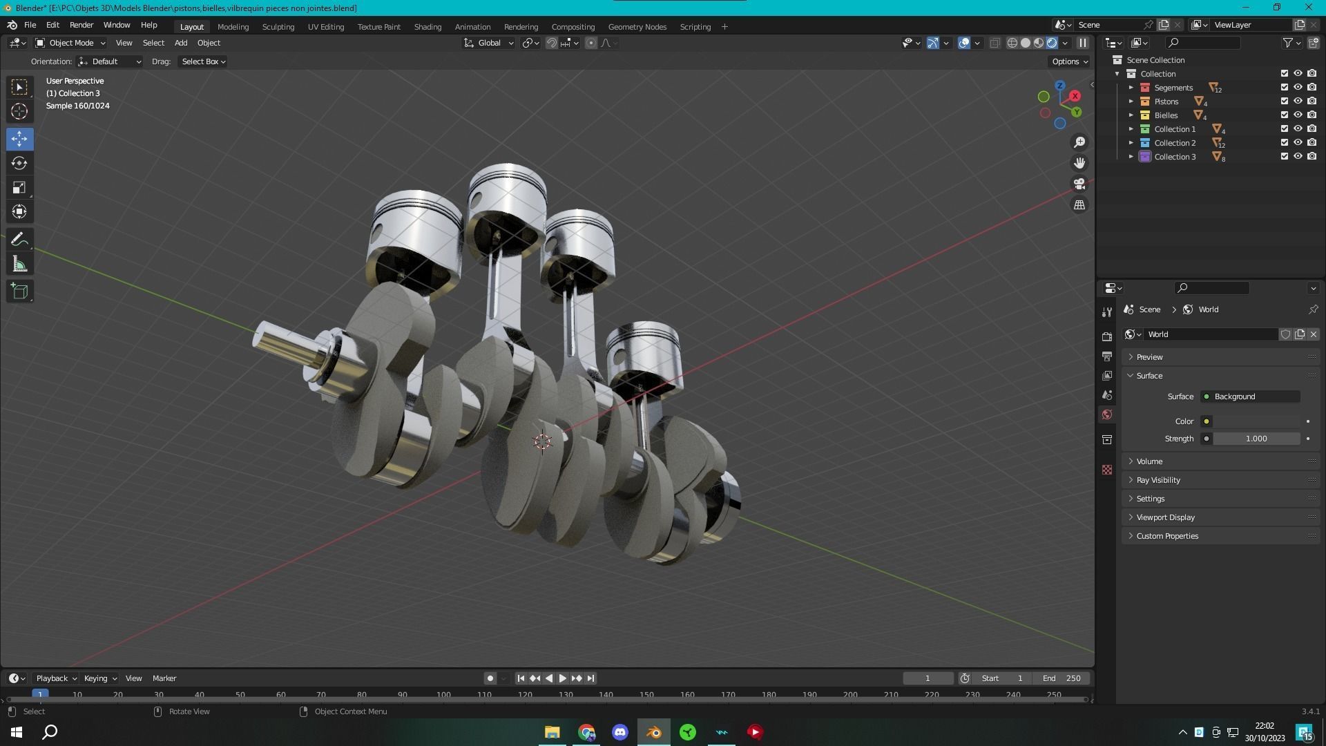 Pistons Bielles Vilebrequin 3D model_4