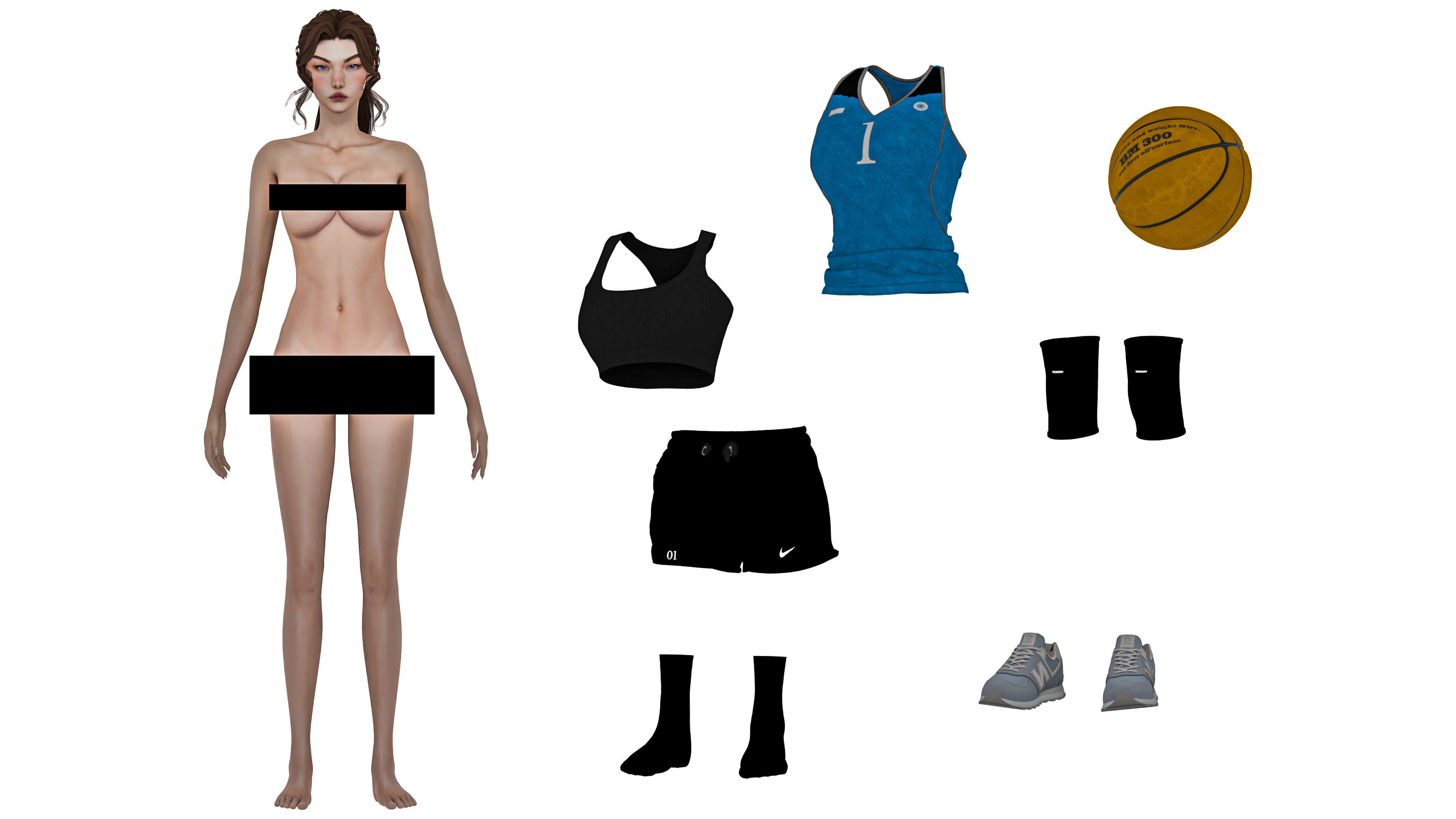 Sport Girl  - Game Ready Low-poly 3D model_5