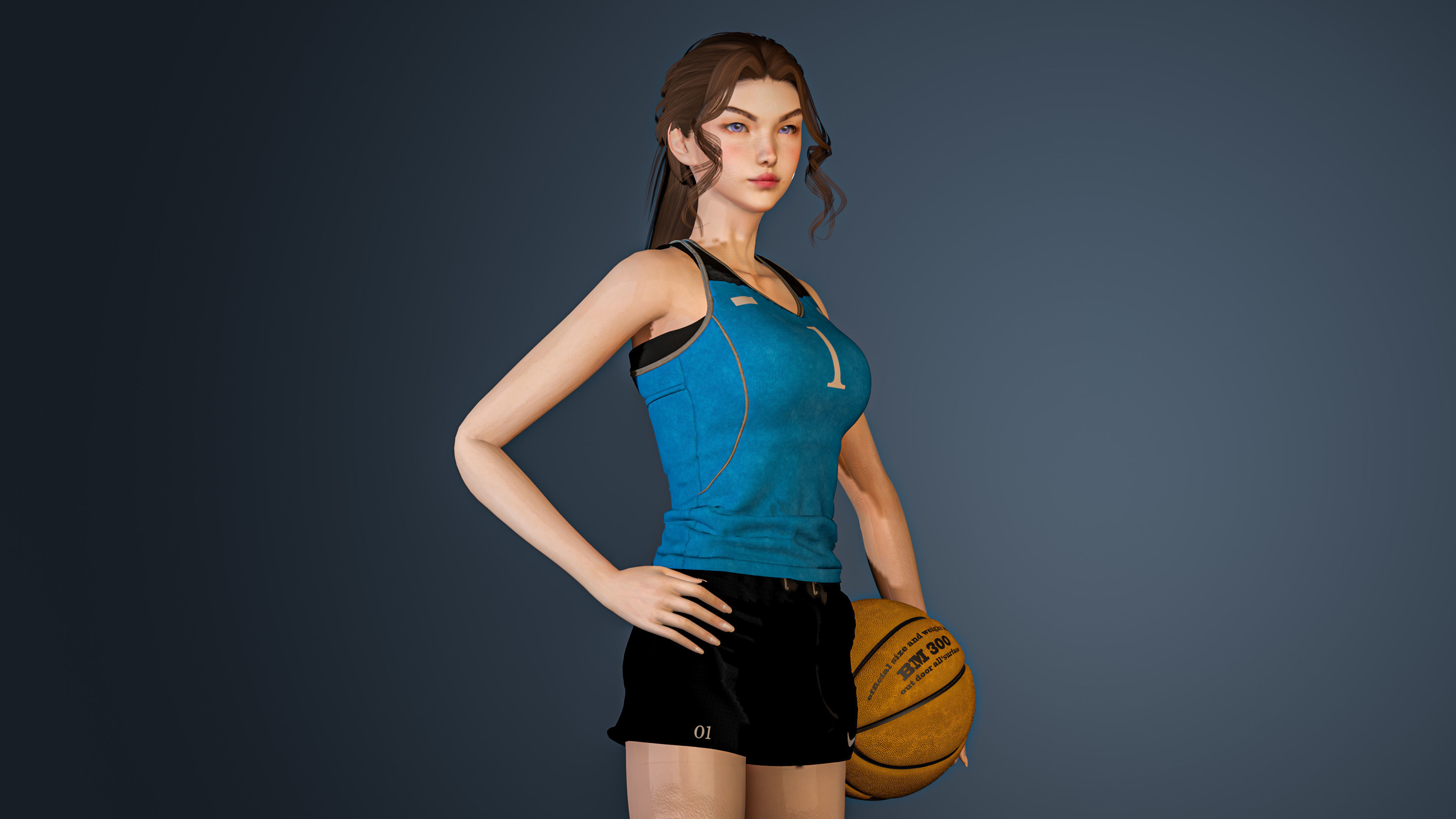 Sport Girl  - Game Ready Low-poly 3D model_8