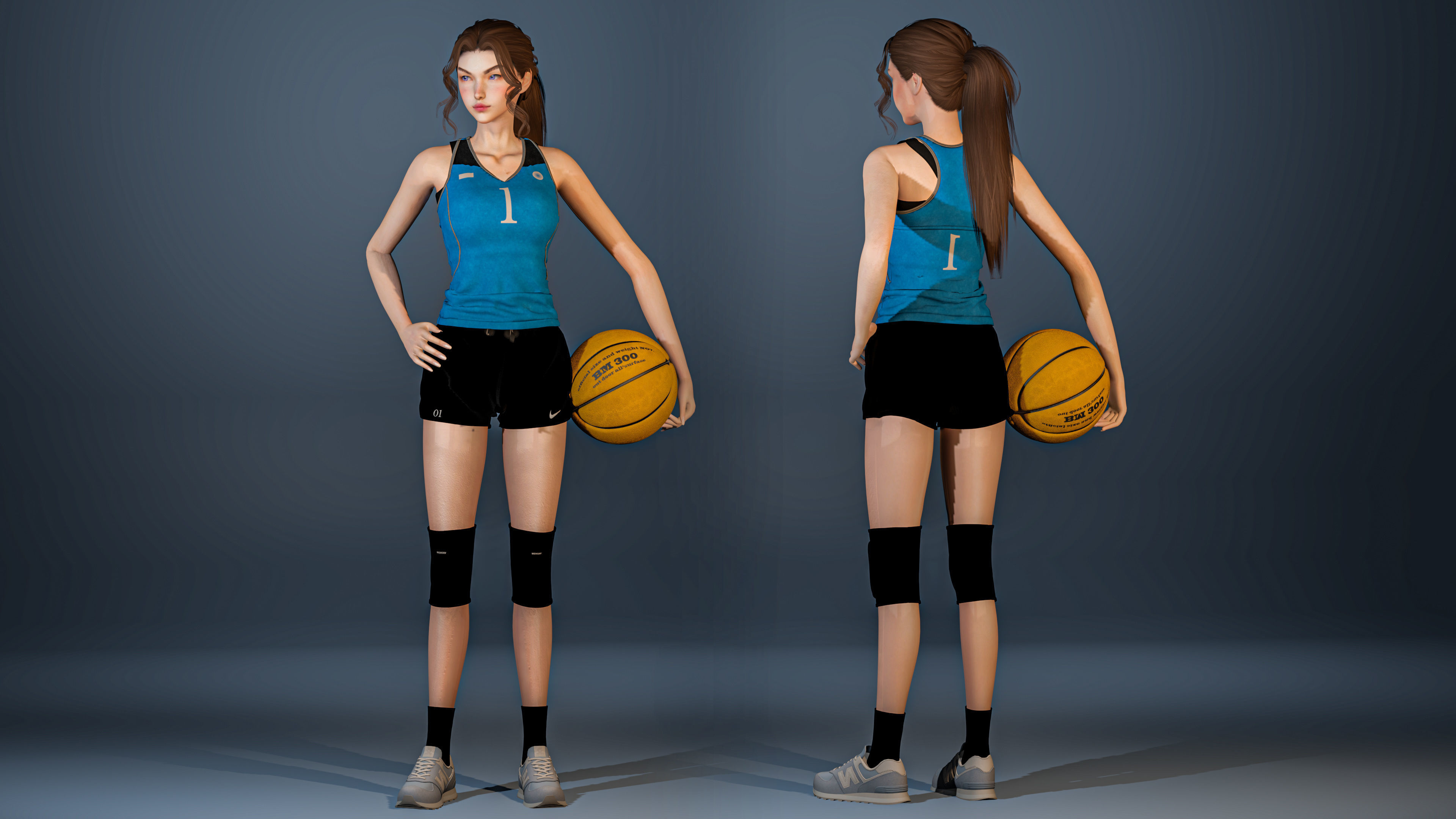 Sport Girl  - Game Ready Low-poly 3D model_1
