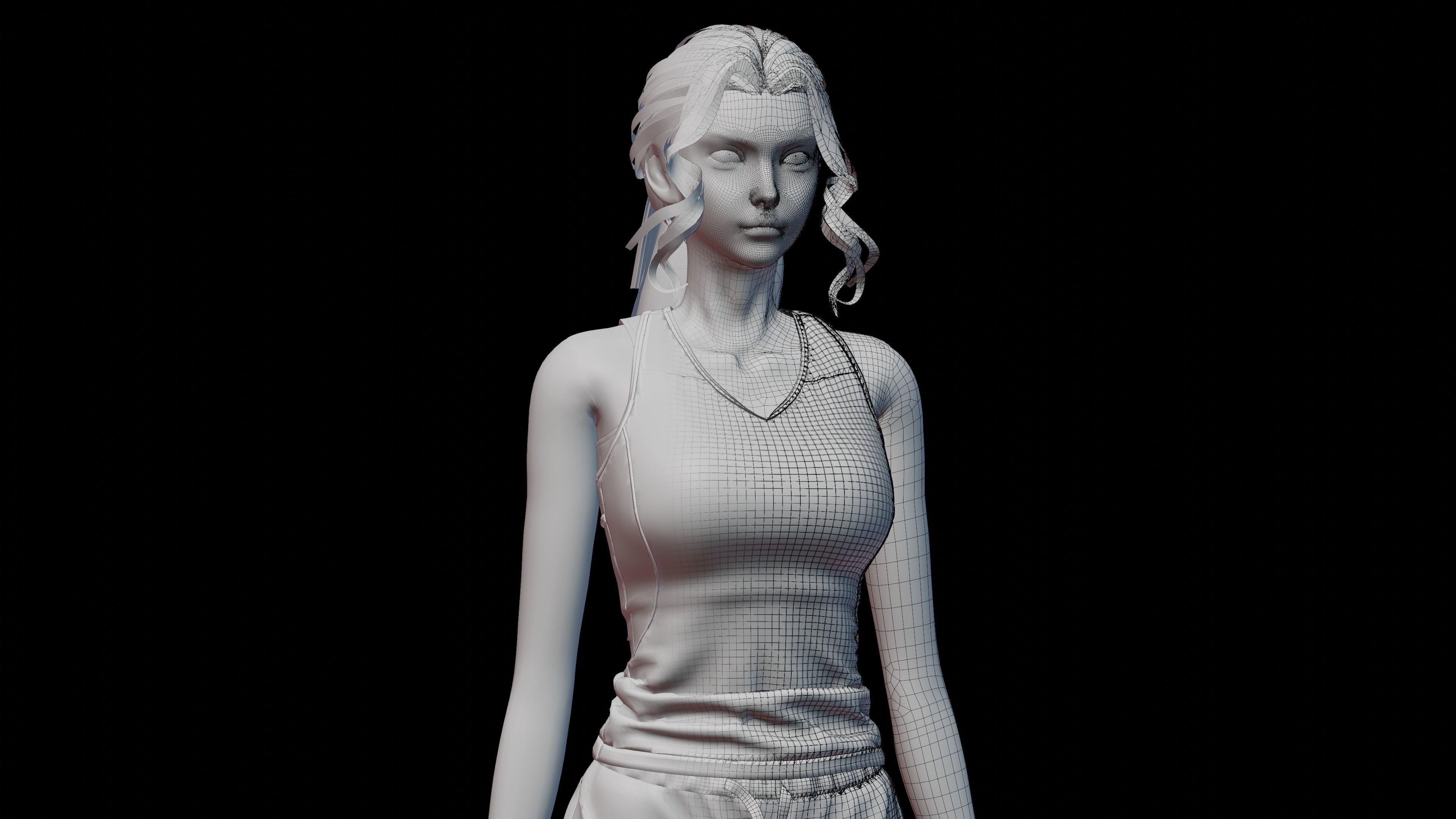 Sport Girl  - Game Ready Low-poly 3D model_3