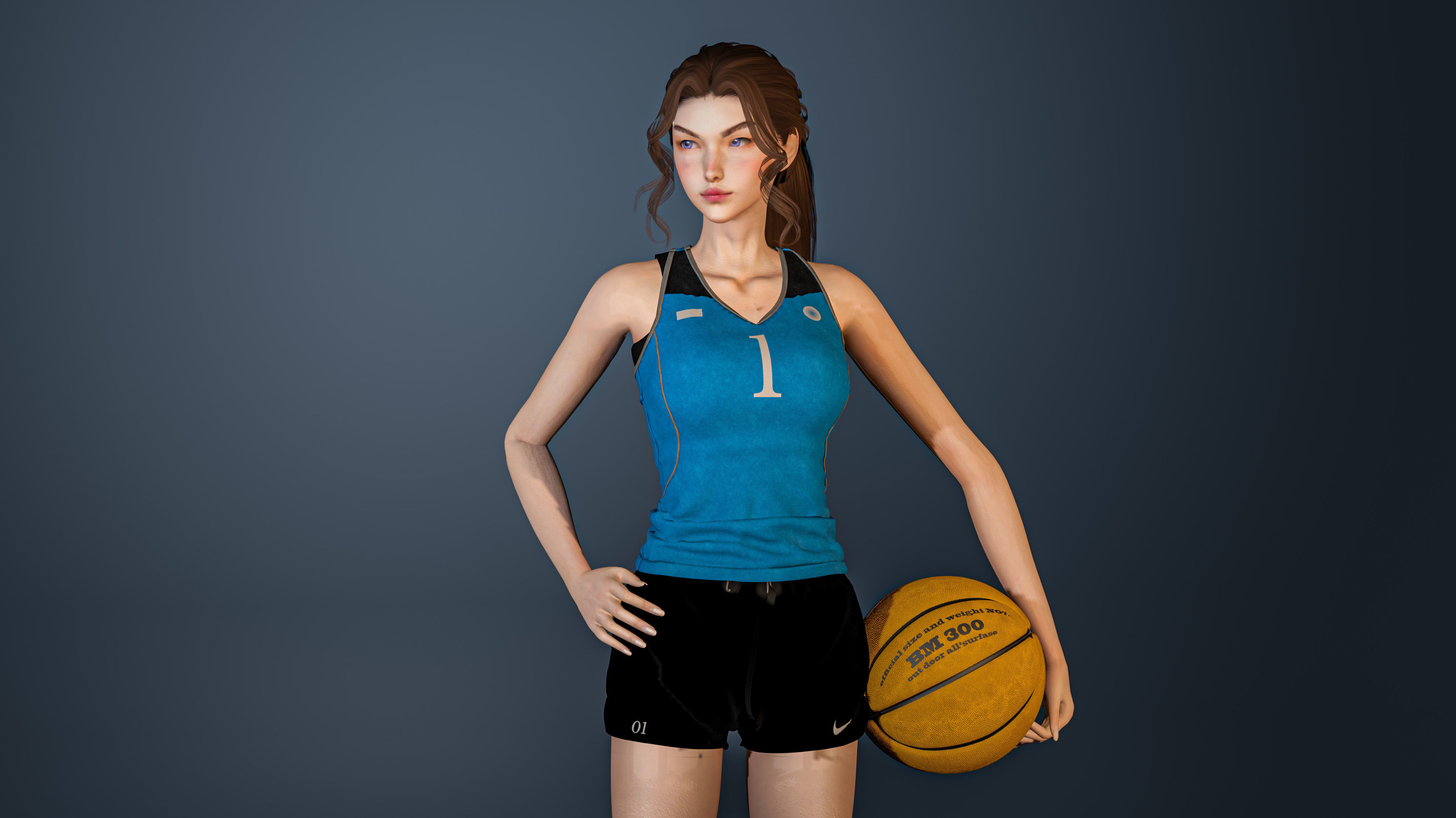 Sport Girl  - Game Ready Low-poly 3D model_6