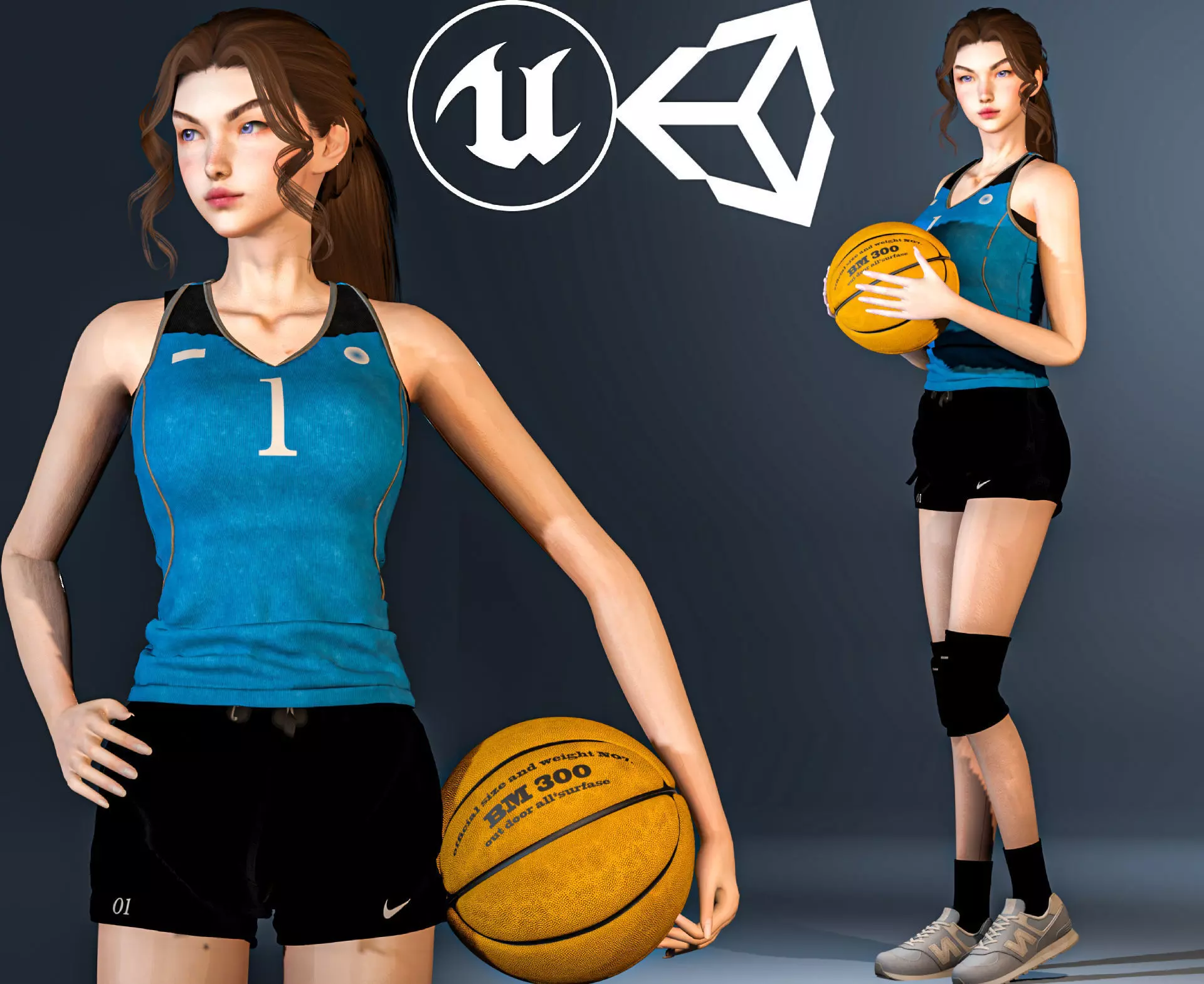 Sport Girl  - Game Ready Low-poly 3D model_0