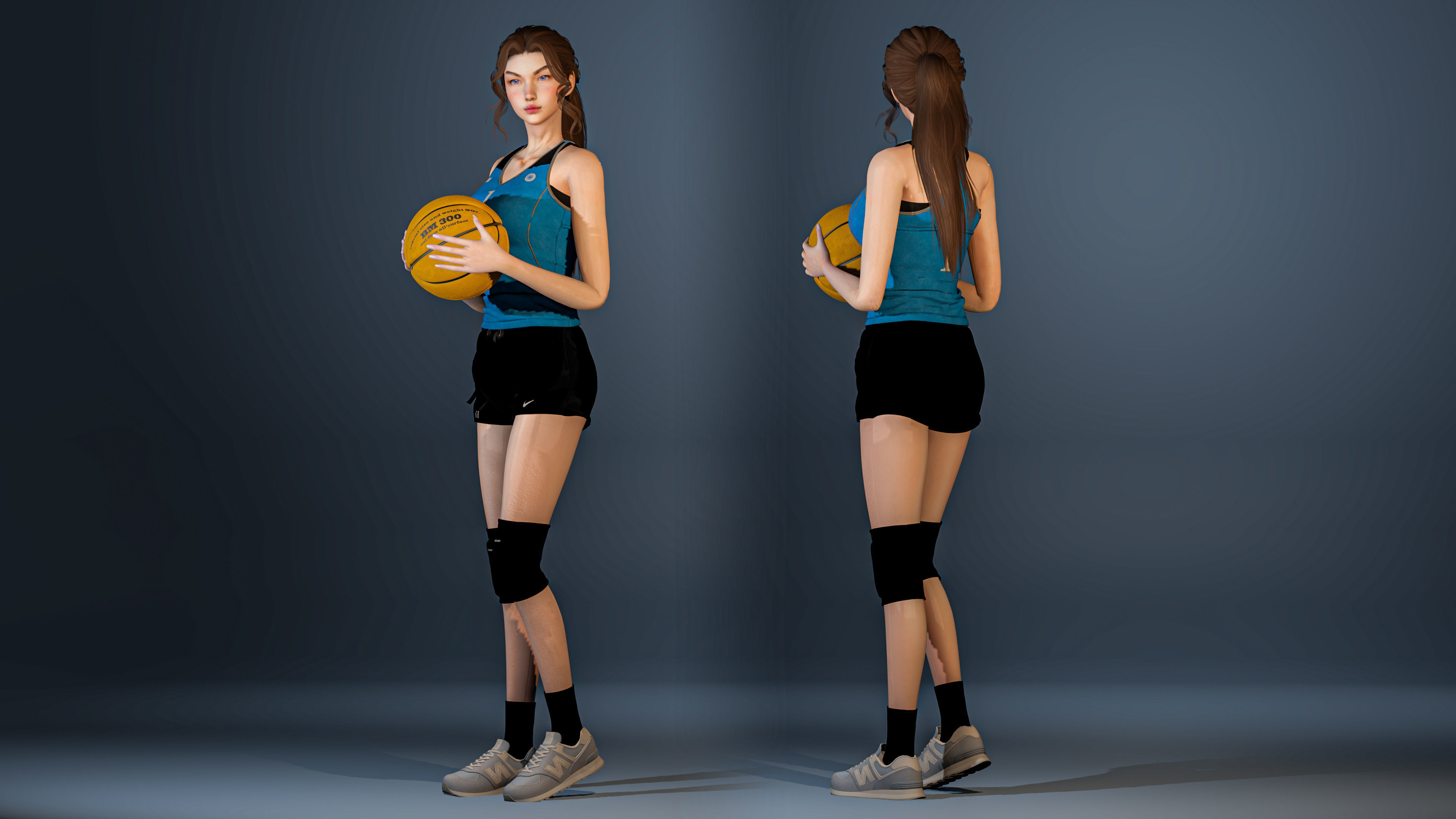 Sport Girl  - Game Ready Low-poly 3D model_4