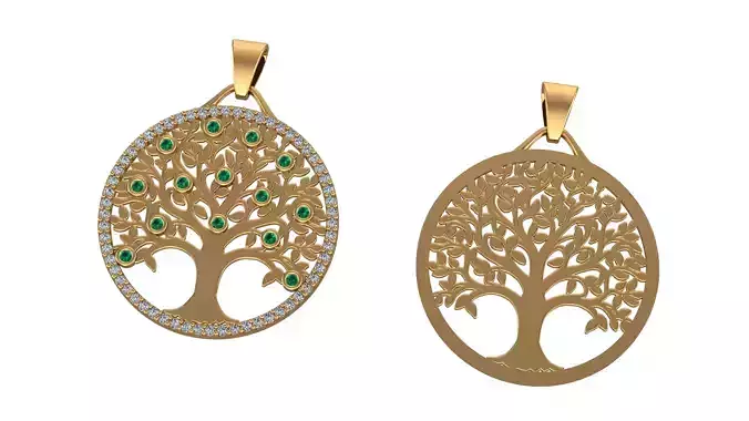 Tree of Life Pendant Stoned and Polished
