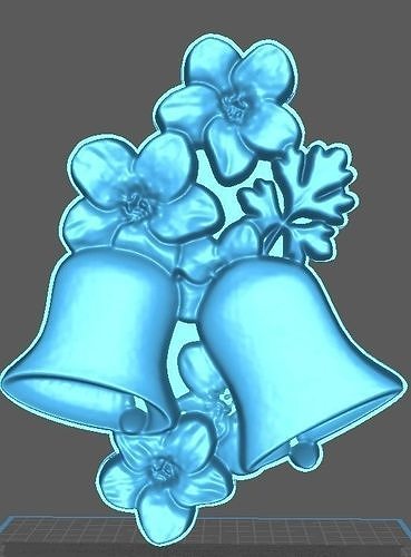 CNC Relief Holiday Bells with Flowers 3D print model