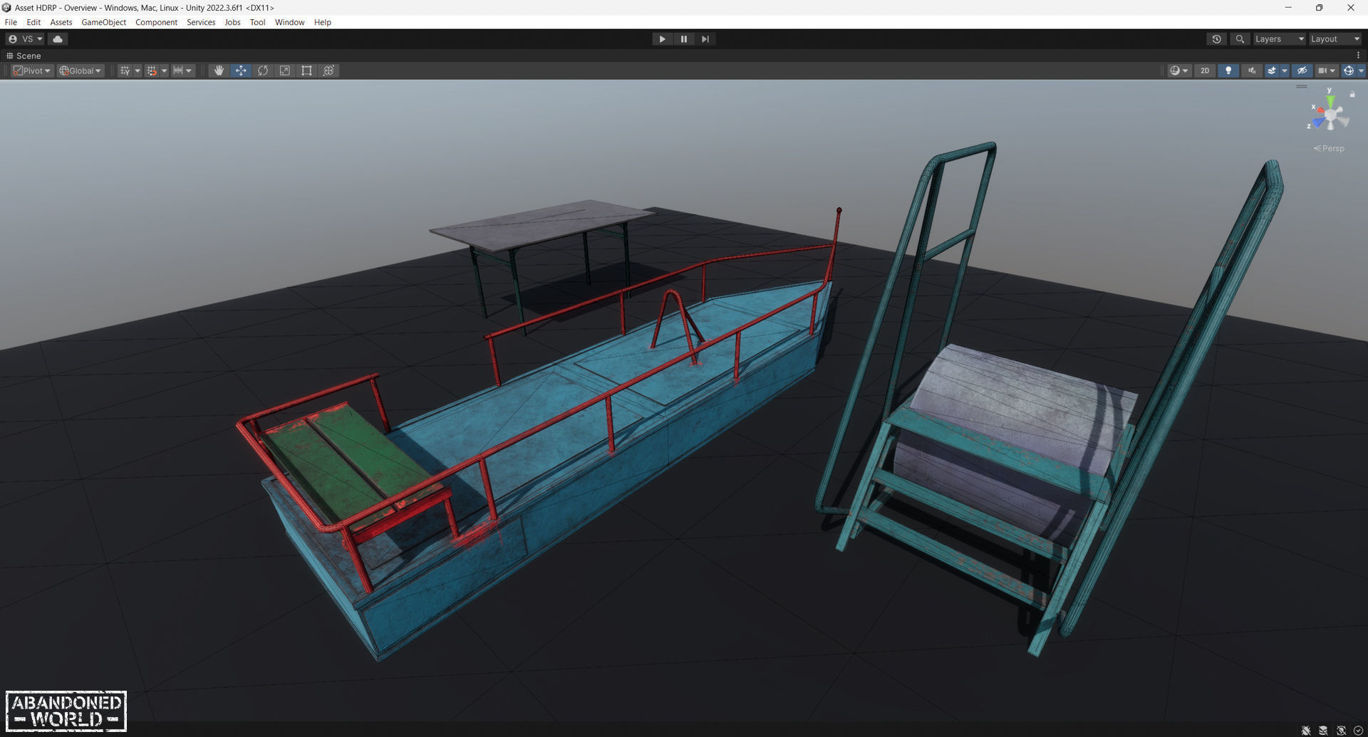 Old Playground Props Set Low-poly 3D model_19