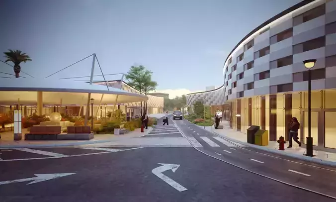 The modern plaza shopping mall 3D scene 3D model