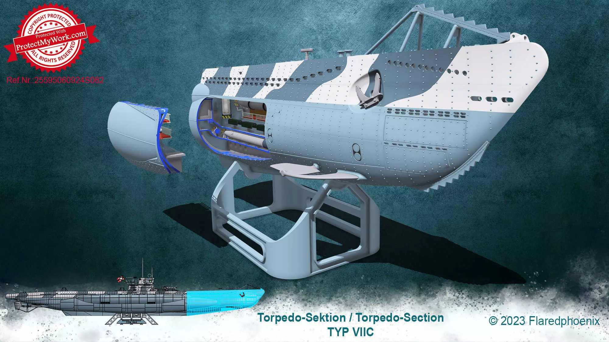 U-Boot Torpedosektion Typ VII-C 3D print model