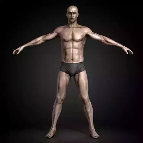 lowpoly man in swimsuit Low-poly 3D model
