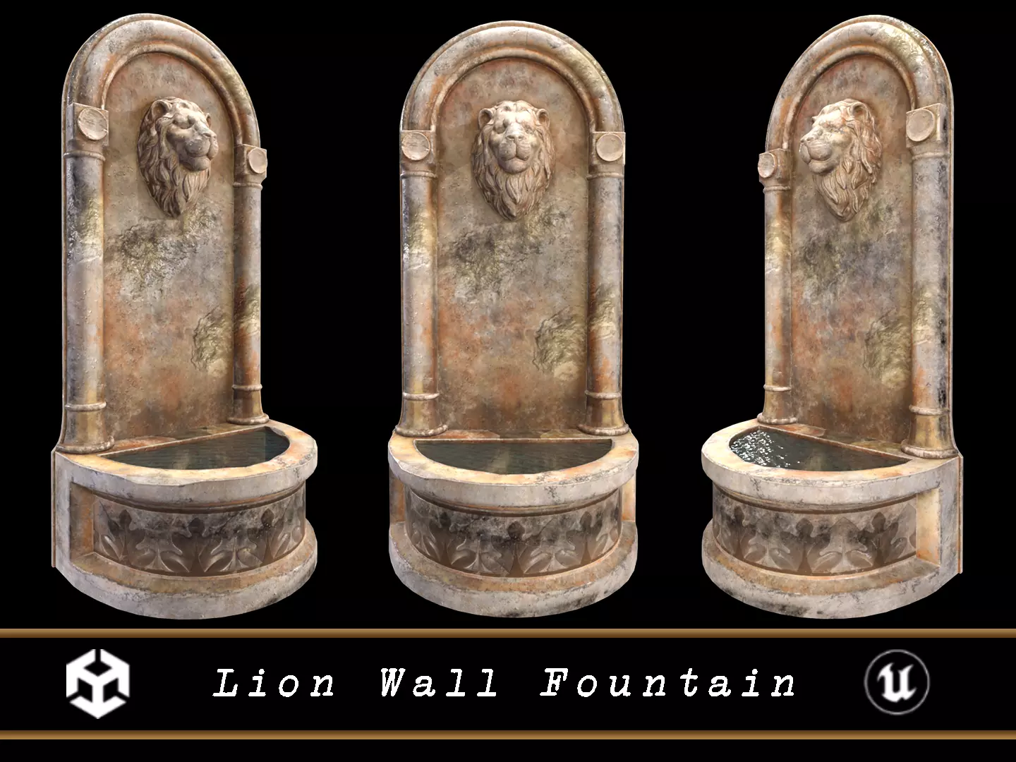 Lion Wall Fountain Low-poly 3D model
