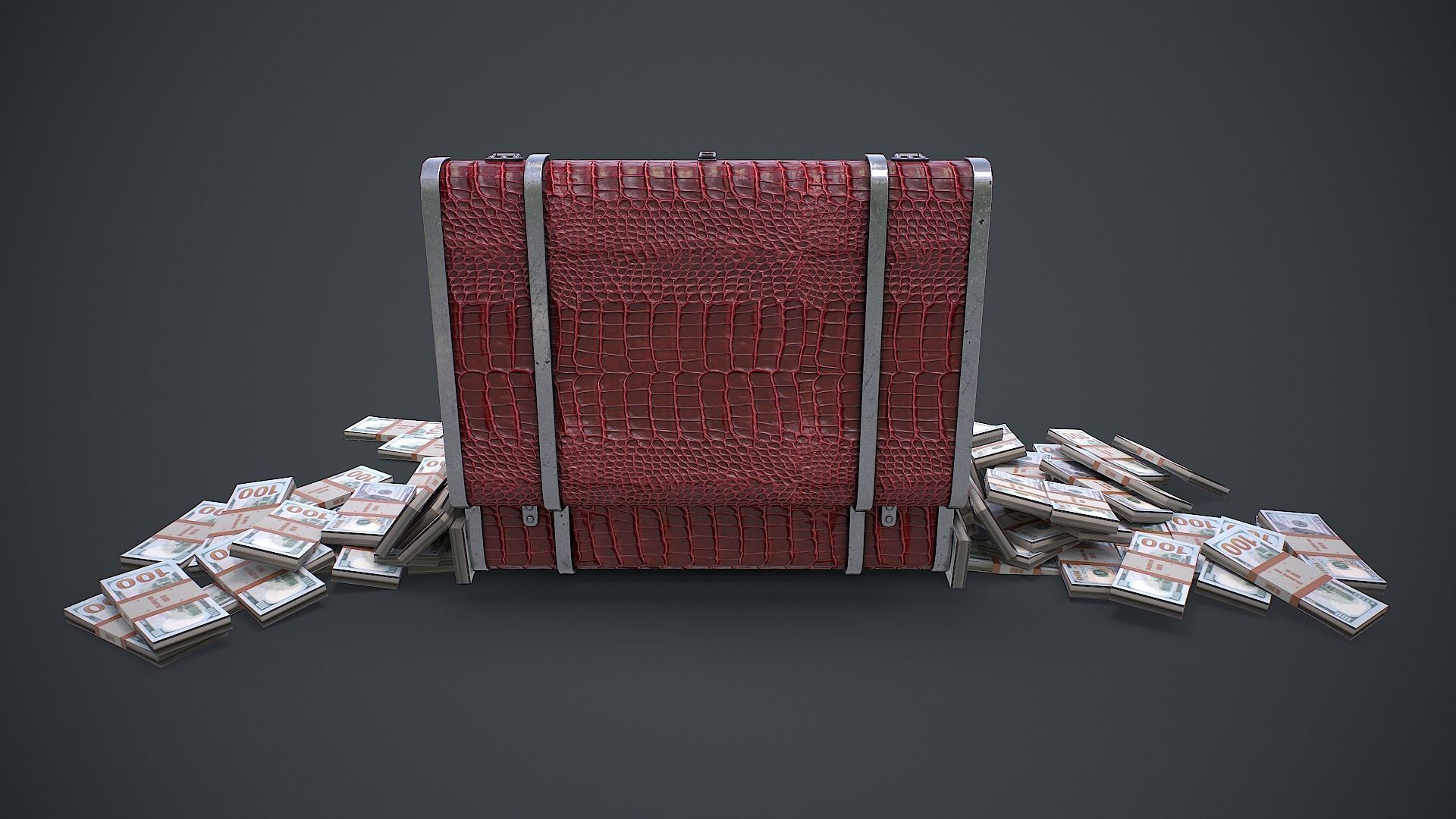 Suitcase With Money 3D Model Low-poly 3D model_10