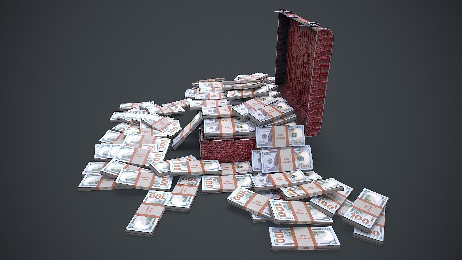 Suitcase With Money 3D Model Low-poly 3D model_6