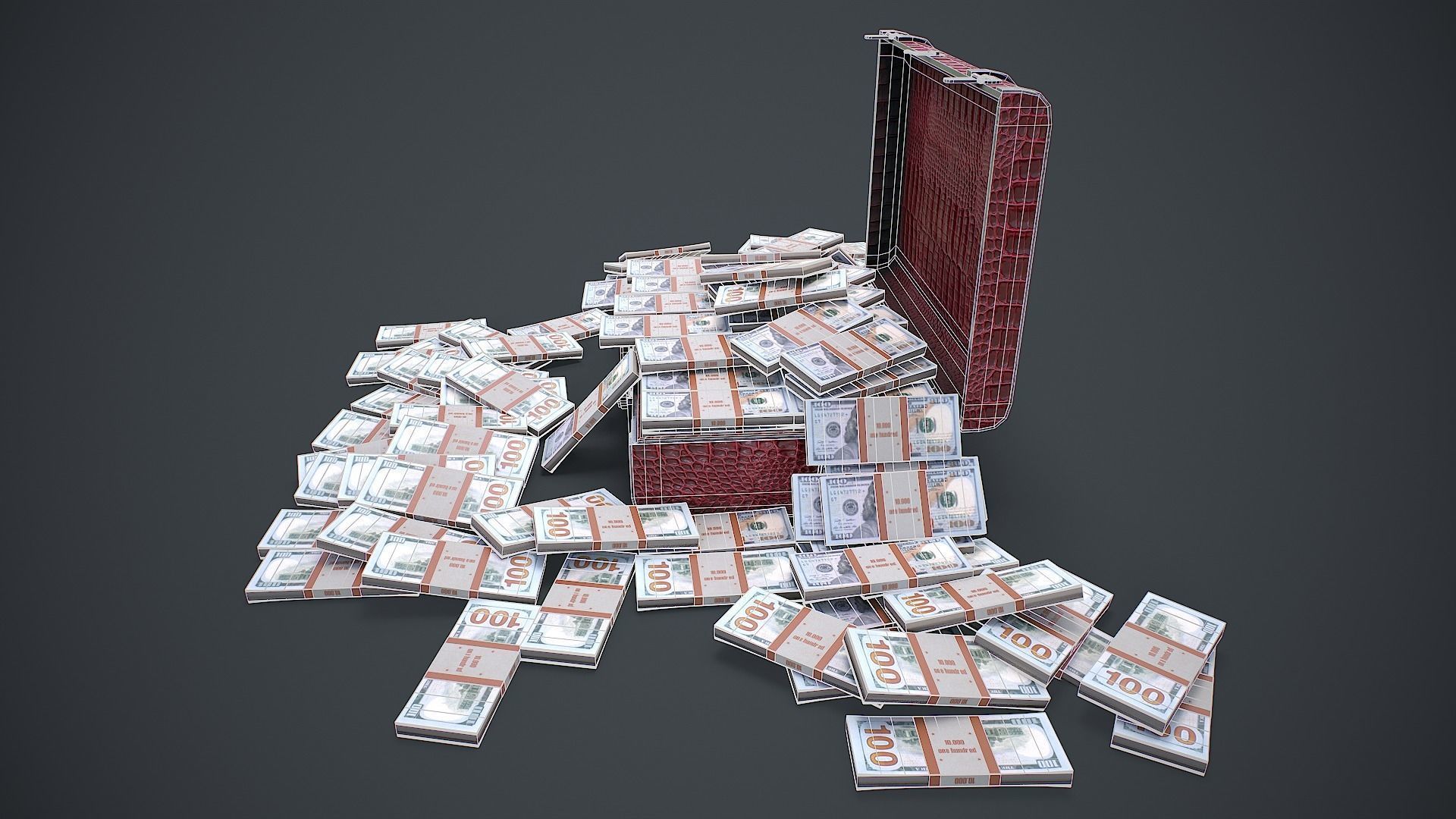 Suitcase With Money 3D Model Low-poly 3D model_8