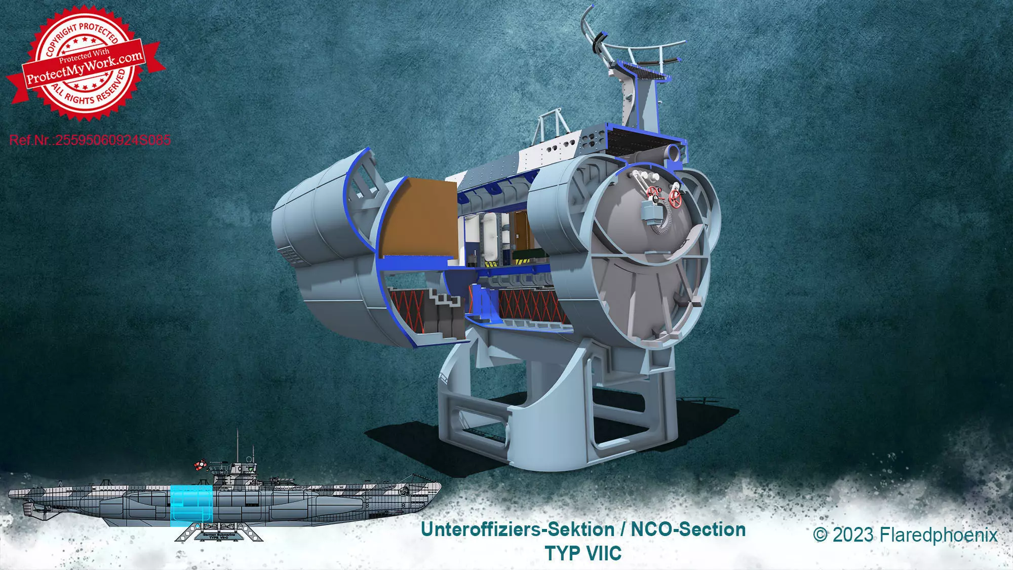 U-Boot Unteroffizierssektion Typ VII-C 3D print model_0