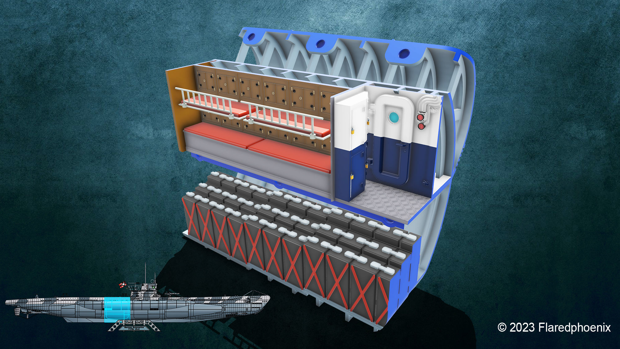 U-Boot Unteroffizierssektion Typ VII-C 3D print model_3