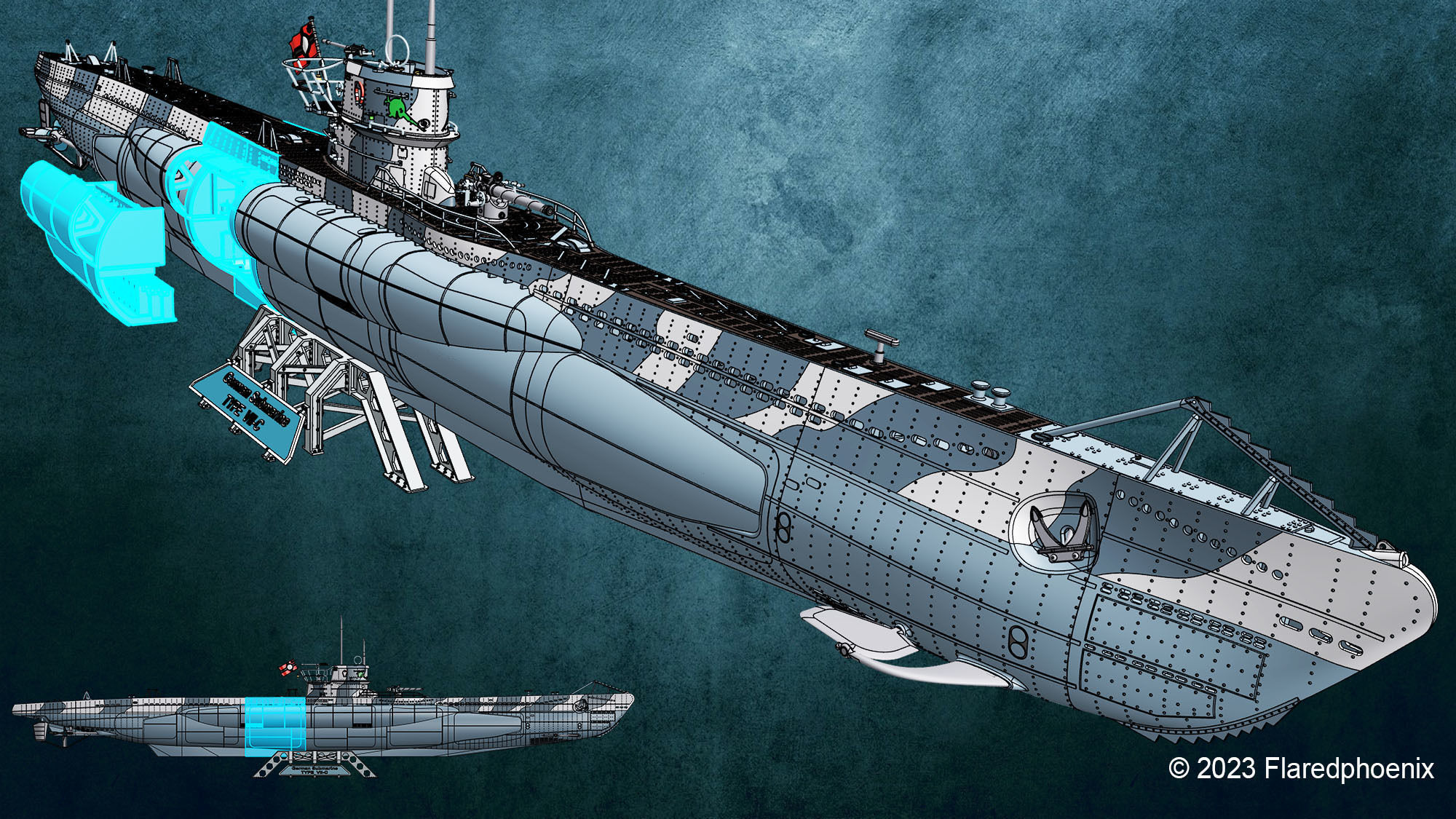 U-Boot Unteroffizierssektion Typ VII-C 3D print model_1