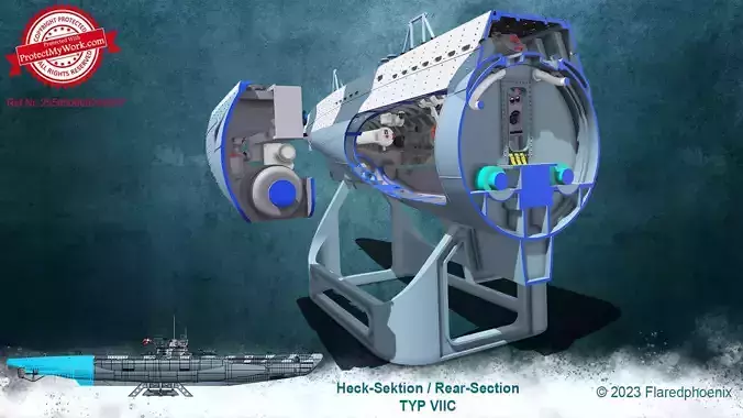 U-Boot Hecksektion Typ VII-C 3D print model