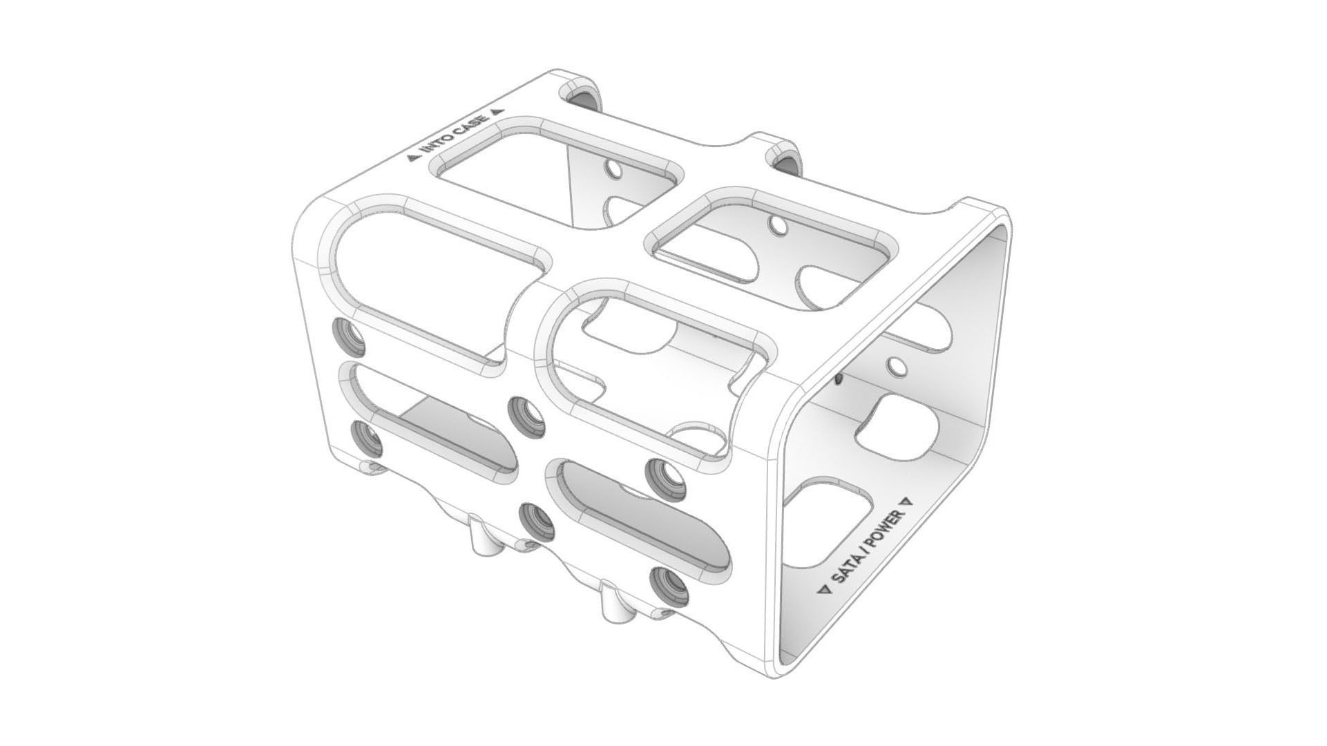 NZXT H510 and H710 - Hard Drive Mounting Rack - 2x HDD 3D print model_8