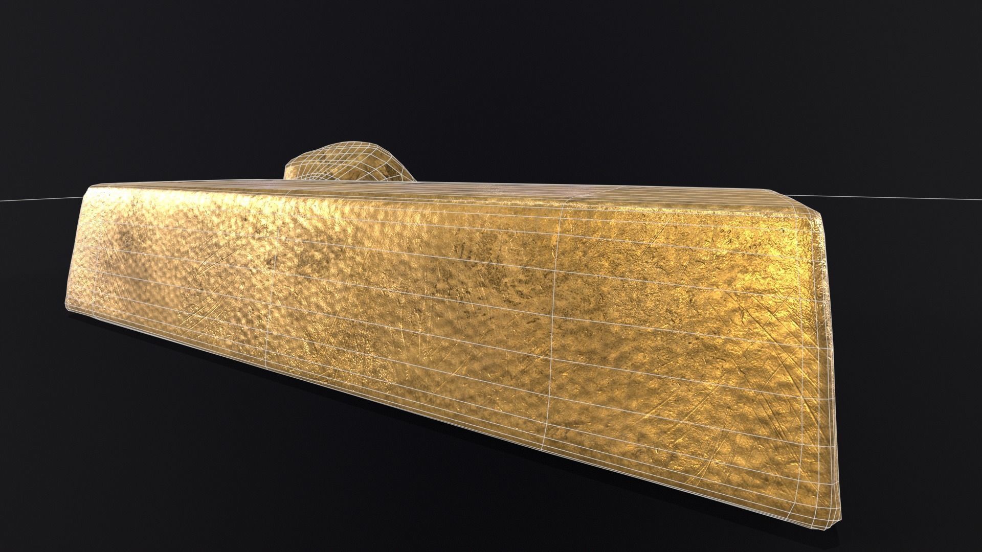 Gold Ingot Nugget and Coin Low-poly 3D model_17