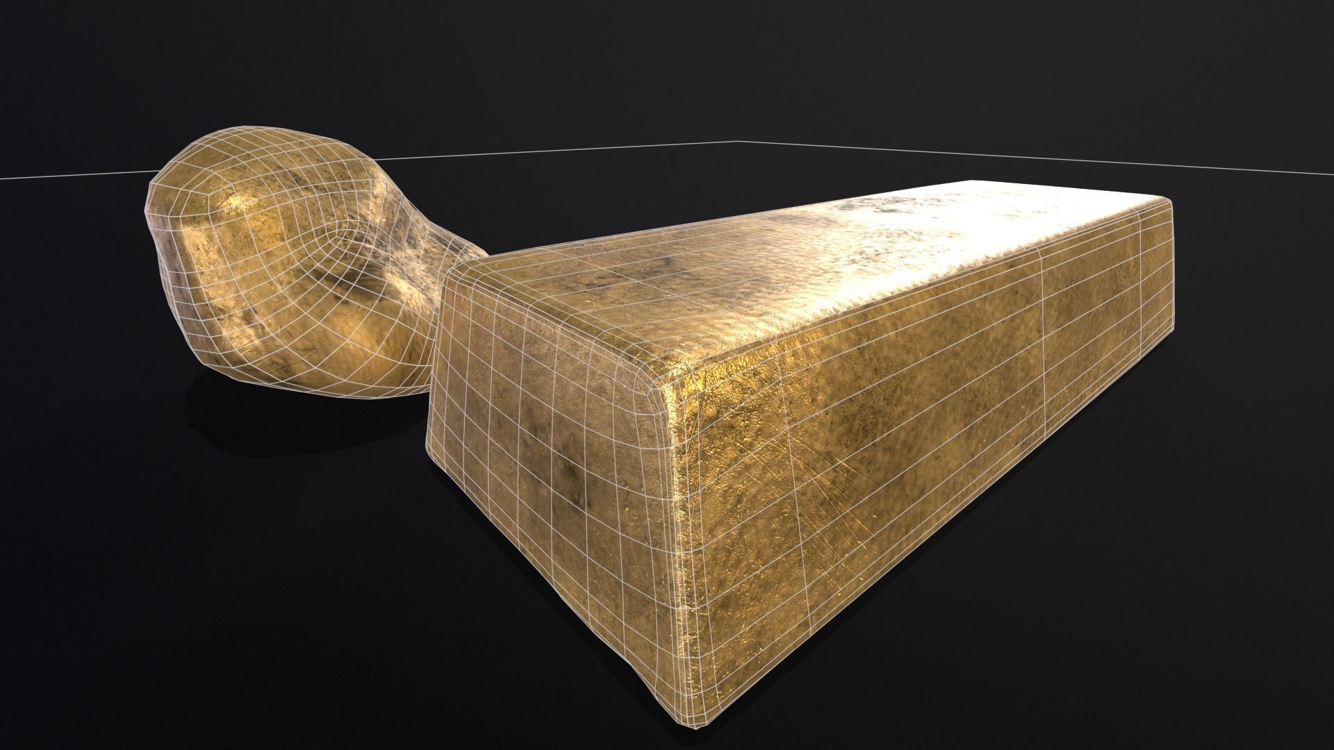 Gold Ingot Nugget and Coin Low-poly 3D model_13