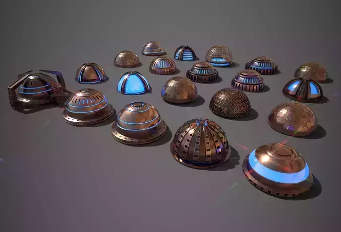 Sci-Fi Dome Collection Low-poly 3D model