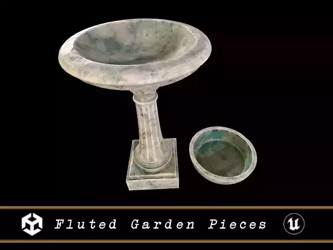 Fluted Garden Pieces  Low-poly 3D model