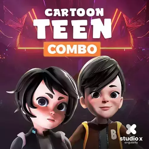 Cartoon Teen Boy and Girl Combo