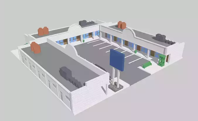 Large Shopping Centre Mall w Parking Lot by Outland Models