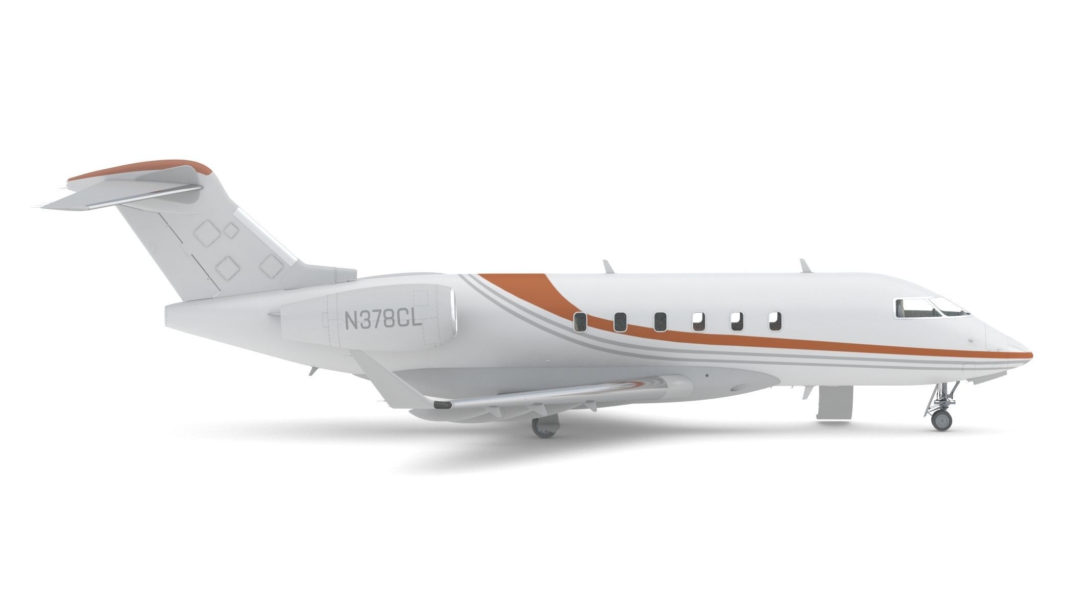 Bombardier Challenger 350 with Interior and Cockpit 3D model_1