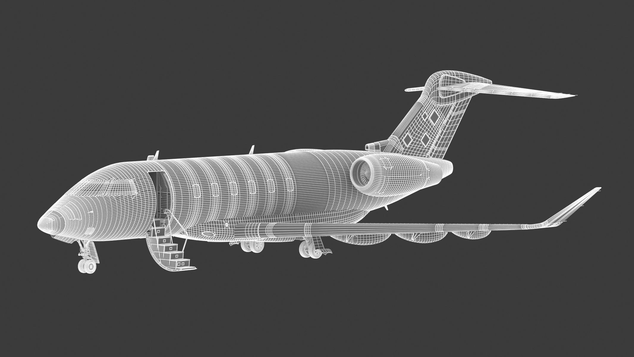 Bombardier Challenger 350 with Interior and Cockpit 3D model_24