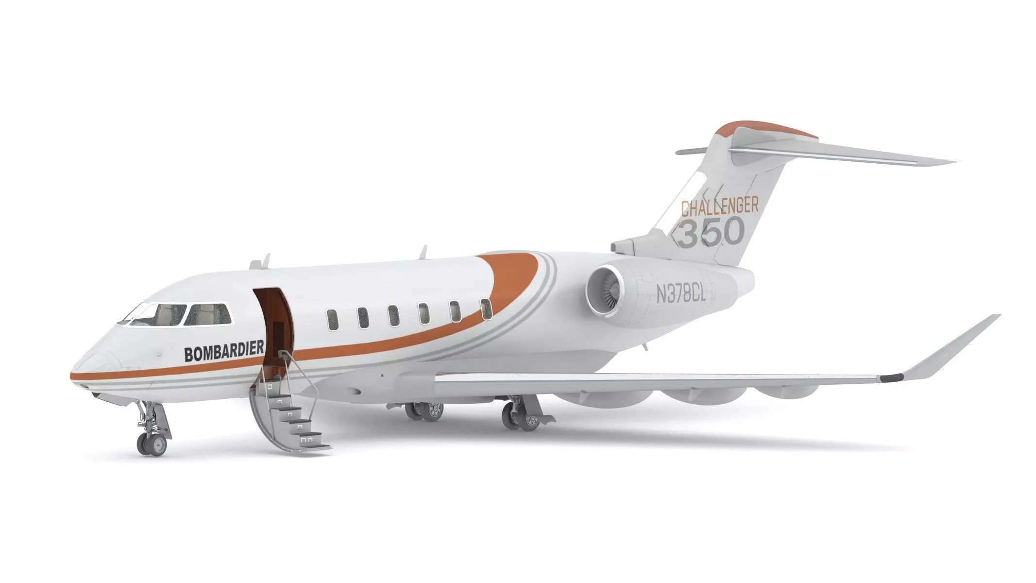 Bombardier Challenger 350 with Interior and Cockpit 3D model_0