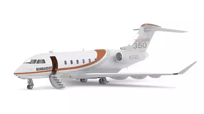 Bombardier Challenger 350 with Interior and Cockpit 3D model